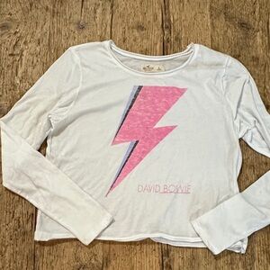 White Long Sleeve Shirt with Pink Lightning Bolt